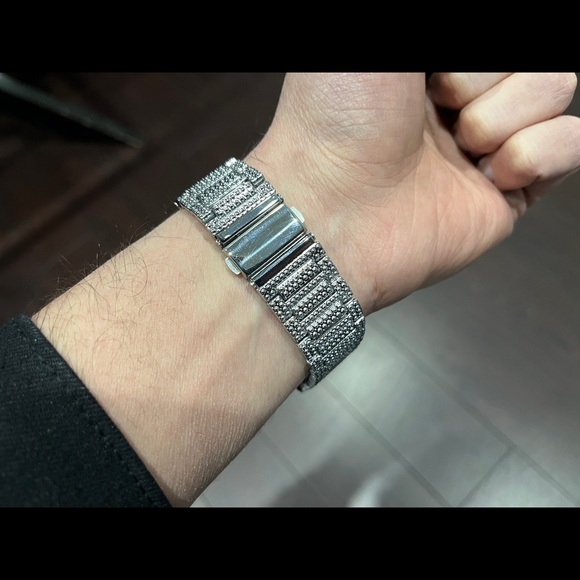 Mens Diamond Watch Chain Bracelet Cuban Link Set Jewellery Iced Out Bussdown - Picture 9 of 10